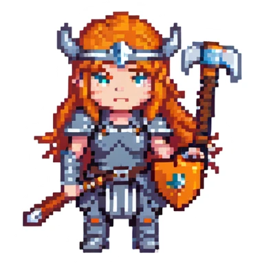 valkyrie warrior from Clash Royale with orange hair and battle axe sticker