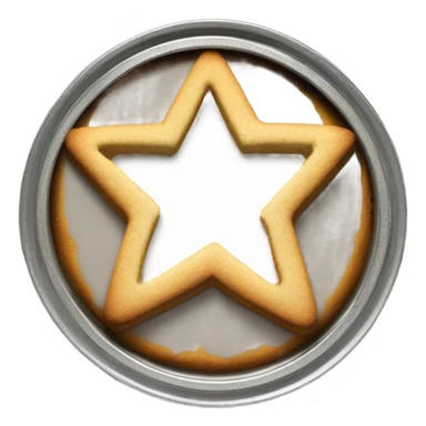 Circle cookie in metal tin with star shaped cutout in the middle sticker