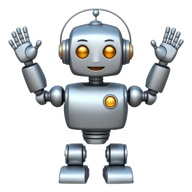 a happy robot celebrating success sticker