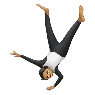 Girl doing a cartwheel with two penguin on her feet sticker