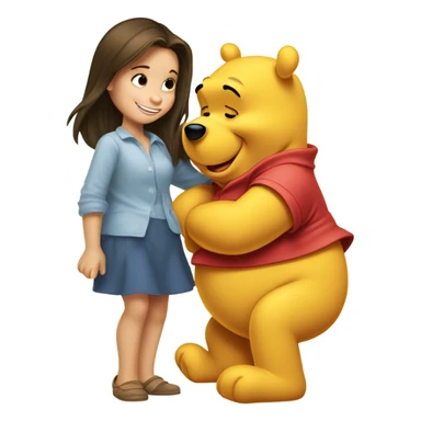 Winnie the Pooh saying goodnight to pretty brunette girl sticker