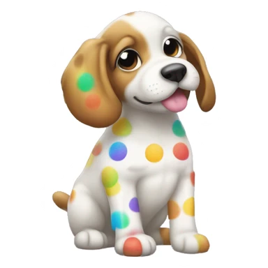 puppy with rainbow spots sticker