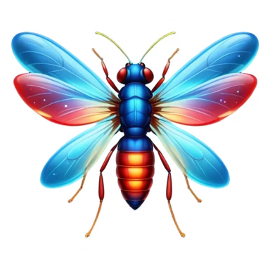 glitter red and blue firefly sticker
