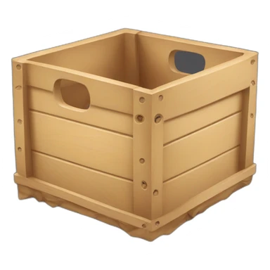 Dark cubic container with wood shavings inside sticker