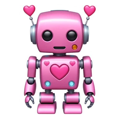 cute pink robot with hearts pink sticker