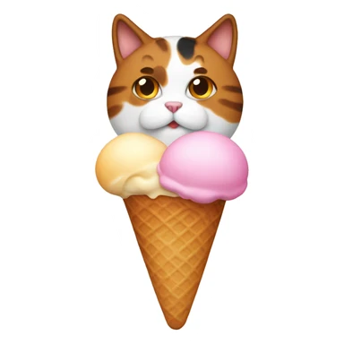 Icecream with fat calico cat sticker