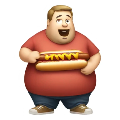 Fat guy eating hot dog sticker