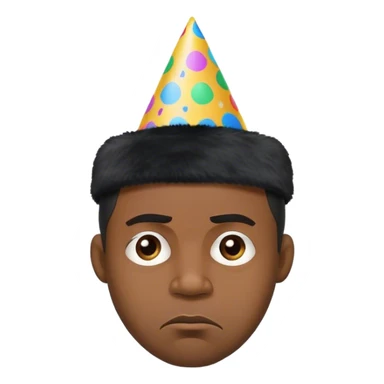 Black Man frowning, wearing Party hat  sticker