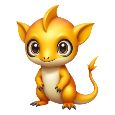 Randomly-colored exotic chibi Fakémon-creature sticker