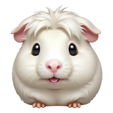 Cinematic Comical White Guinea Pig Portrait Emoji, Head tilted dramatically with an exaggeratedly amused expression, featuring a glossy, pristine white coat with an adorably scrunched face, wide, expressive dark eyes filled with playful disbelief, Simplified yet hilariously expressive features, highly detailed, glowing with a slightly sassy glow, high shine, dramatic yet playful, stylized with an air of cheeky mischief, bright and endearing, soft glowing outline, capturing the essence of a spirited and over-the-top guinea pig, so meme-worthy it feels like it could side-eye its way into internet fame instantly! sticker