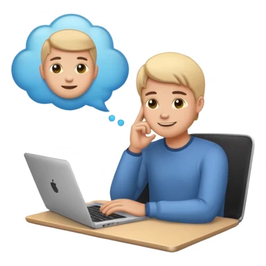programmer emoji with laptop, thinking, no thought bubble sticker