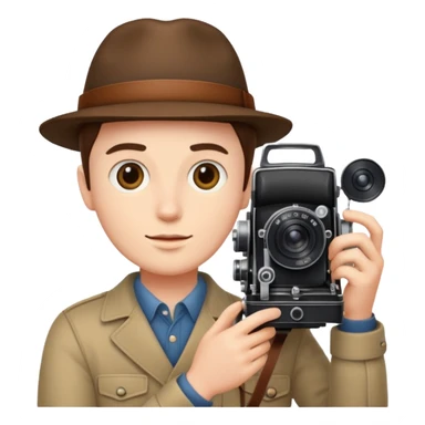 Photographer with vintage film camera,single camera sticker