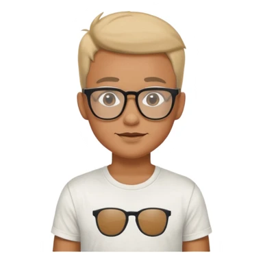 gender neutral character, chest up, graphic t-shirt, hip glasses, friendly expression sticker