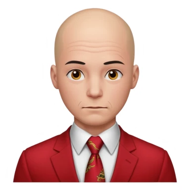 man Bald with red necktie, red dress, heavy tattoos. sticker
