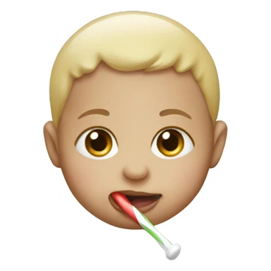 A baby with a sucker sticker