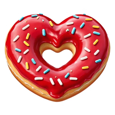 Realistic isolated heart shaped donut with red frosting. sticker