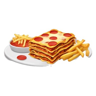 Lasagna with pizza and french fries sticker