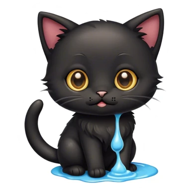 Black kitten with poo sticker