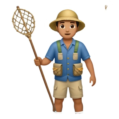 a Polynesian fisherman standing in the water with a large net full of fish sticker