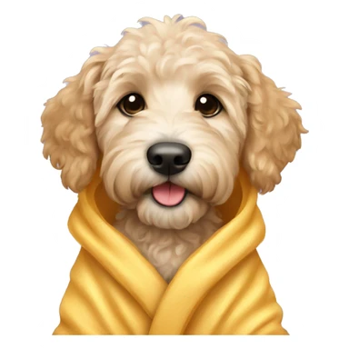 golden doodle puppy wearing a robe  sticker