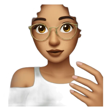 cool creator, freckles olive skin holding phone for selfie sticker