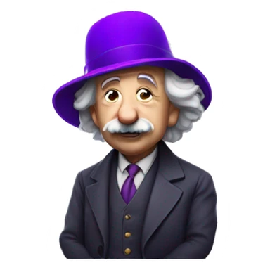 Albert Einstein with purple hat, apple memoji style sticker