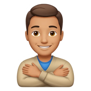 a guy smiling with his arms crossed around his neck  sticker