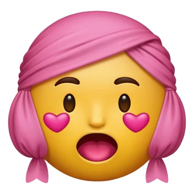 Un emoji mordiendose un dedo con un lazo rosa en la cabeza sticker