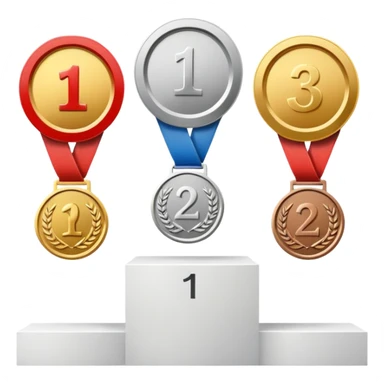 1st 2nd 3rd place podium with gold, silver, and bronze medals sticker