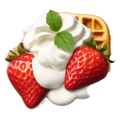 square waffle with dollop of whipped cream and strawberries on top sticker