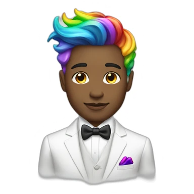 Posh-boy-with-white-suit-and-rainbow-unicorn-hair sticker