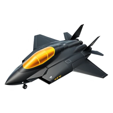 Illustrate a stealth fighter jet in matte black with angular body & glowing cockpit. sticker