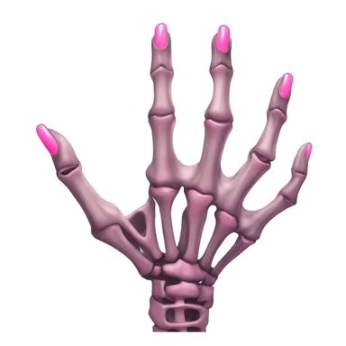 Skeleton hand 5 fingers with pink polish nails minimalistic  sticker