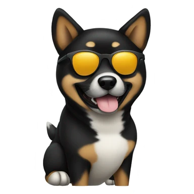 Black Shiba Inu wearing sunglasses sticker