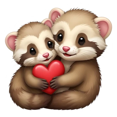 Ferret hugging a ferret is heart sticker