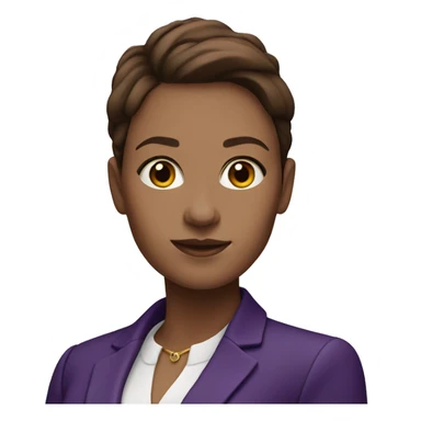 white skin business woman with brown hair in a purple blazer sticker