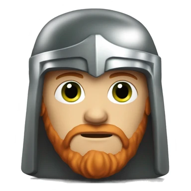 Serious man with red hair, trimmed beard, gray-green eyes, wearing Thor's helmet, iOS emoji style. sticker
