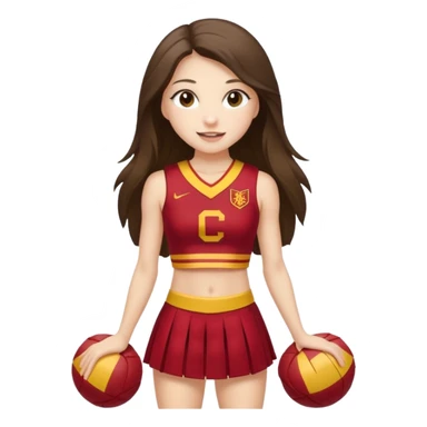 full body skinny white happy long haired brunette girl USC cheerleader sticker