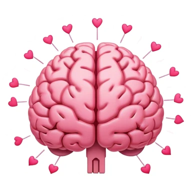 A ** pink human brain** with a energy energy beam of light thought around it s... radiating loving thoughts while it rewires itself hearts  sticker