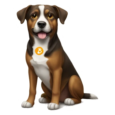 Dog with bitcoin sticker