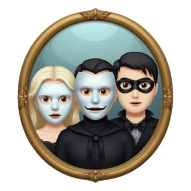 Spooky Man on mask in mirror behind woman sticker