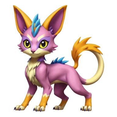 Colorful Meloetta-Spyro-Sphynx-Lykoi-Sergal-Renamon-Wargreymon-Pokémon-Digimon-Fakémon-fusion-hybrid-creature sticker