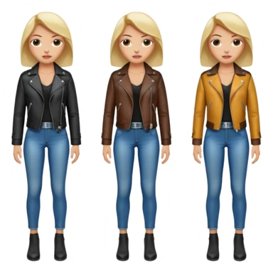 Women in leather jocket, full body, different color, close up sticker