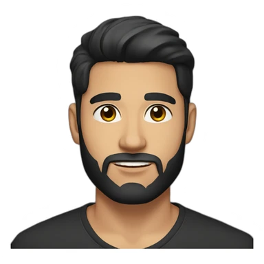 25 year old Hispanic man with a beard and thick eyebrows light skin, black shirt and side fades and a comb over with very dark brown eyes sticker