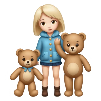 a full body of girl kid wearing fur clothing, playing teddy bear



















 sticker