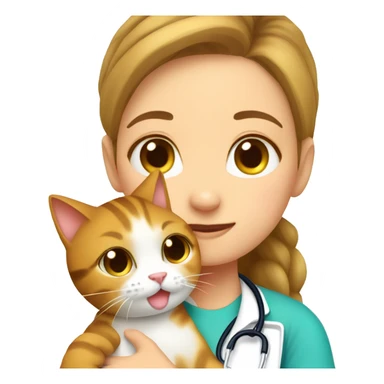 cat cuddles veterinarian girl sticker