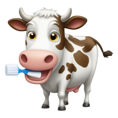 cow brushing teeth sticker