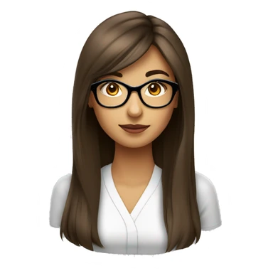 femme cheveux long lisse brune visage blanc lunettes sticker