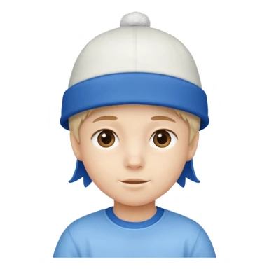 kid with blue and white hat sticker