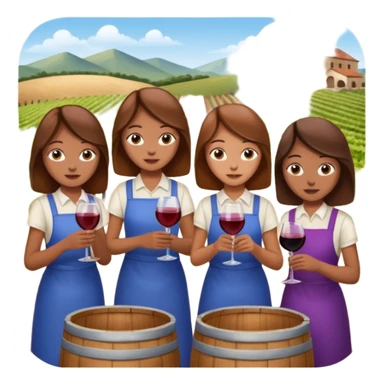 Make a photo of 5 project managers!, specifically 3 girls! with brown hair and 2 boys!, that are making project for improvement of the winery! sticker